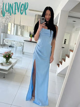 Lunivop Satin Backless Prom Dresses Sexy Long Elegant Bodycon Celebrity Evening Green Formal